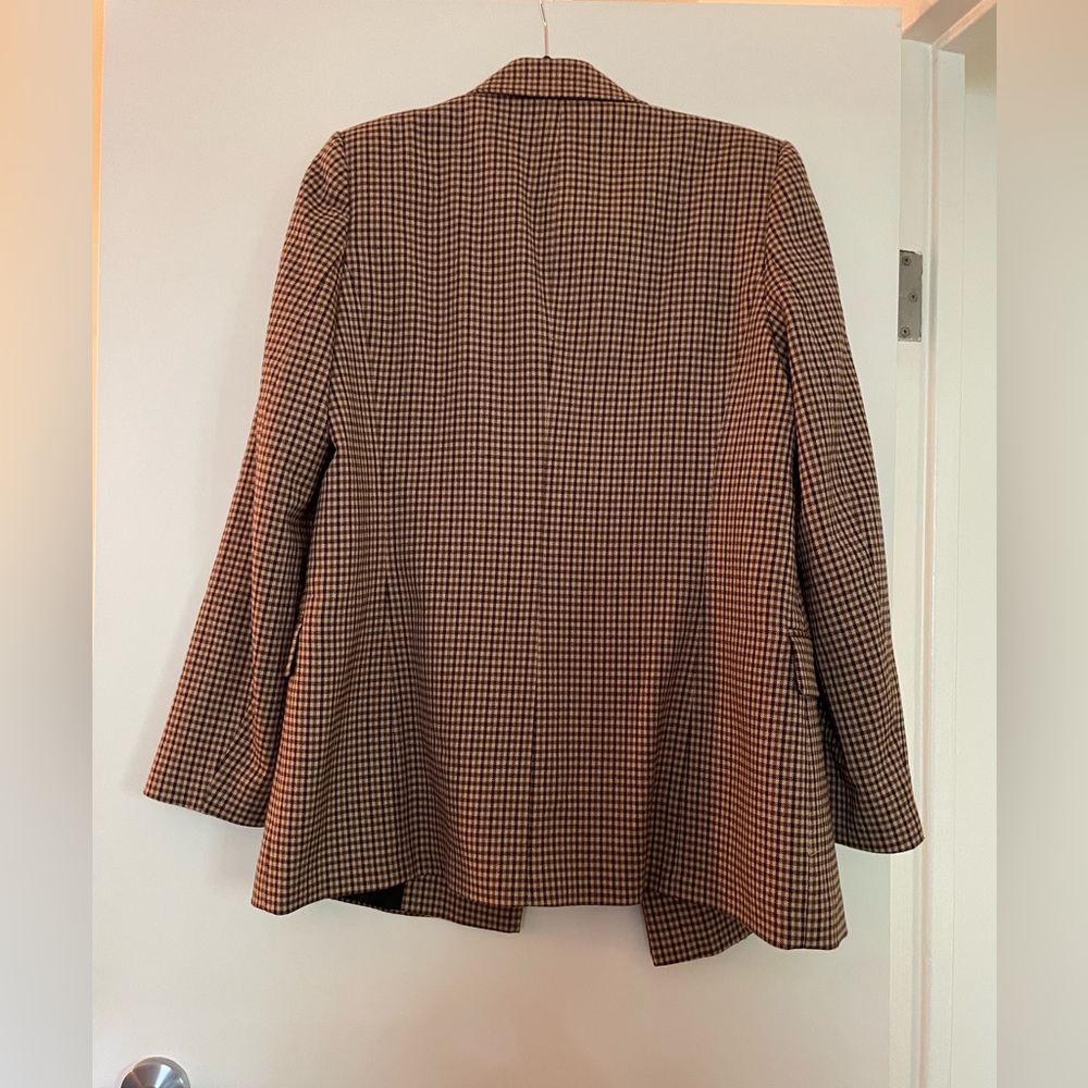ZARA Brown Houndstooth Double-Breasted Blazer - Picture 3 of 8